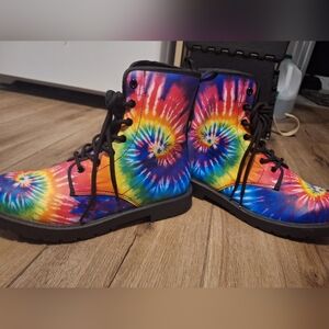 Unisex tie dye rainbow boots
